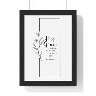 Faith Culture - His Grace - Romans 6:14 - Christian Wall Art 8" x 11" Black
