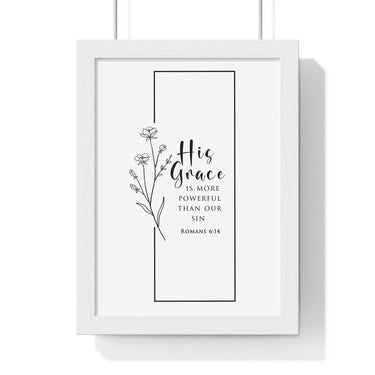 Faith Culture - His Grace - Romans 6:14 - Christian Wall Art 8" x 11" White