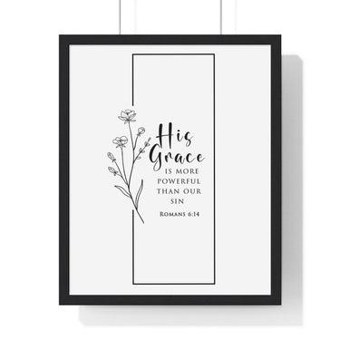 Faith Culture - His Grace - Romans 6:14 - Christian Wall Art 16" x 20" Black