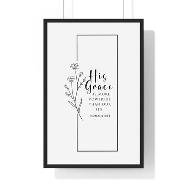 Faith Culture - His Grace - Romans 6:14 - Christian Wall Art 20" x 30" Black