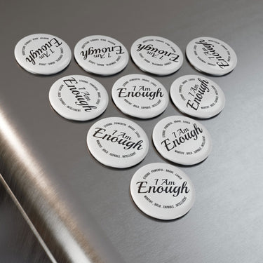Faith Culture - I AM Enough Affirmations -Christian Button Magnet, Round (1 & 10 pcs)