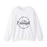 Faith Culture - I am Enough - Christian Unisex Heavy Blendâ„¢ Crewneck Sweatshirt White