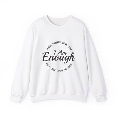 Faith Culture - I am Enough - Christian Unisex Heavy Blendâ„¢ Crewneck Sweatshirt White