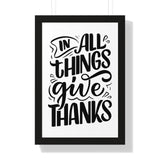 Faith Culture - In All Things Give Thanks - Christian Thanksgiving Wall Art 16″ x 24″ Black