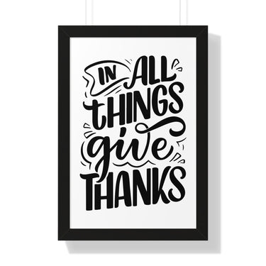 Faith Culture - In All Things Give Thanks - Christian Thanksgiving Wall Art 16″ x 24″ Black