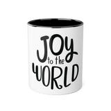 Faith Culture - Joy to the World Christmas Ornament Accent Mug - 11oz Holiday Coffee Cup Black 11oz
