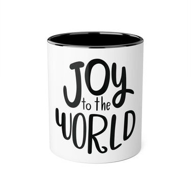 Faith Culture - Joy to the World Christmas Ornament Accent Mug - 11oz Holiday Coffee Cup Black 11oz
