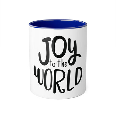 Faith Culture - Joy to the World Christmas Ornament Accent Mug - 11oz Holiday Coffee Cup Blue 11oz
