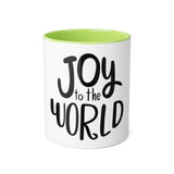 Faith Culture - Joy to the World Christmas Ornament Accent Mug - 11oz Holiday Coffee Cup Light Green 11oz