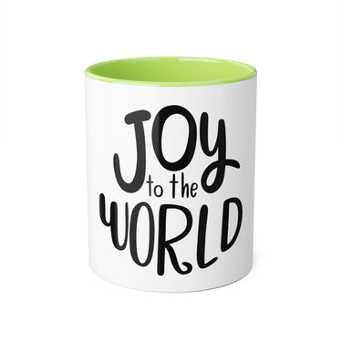 Faith Culture - Joy to the World Christmas Ornament Accent Mug - 11oz Holiday Coffee Cup Light Green 11oz