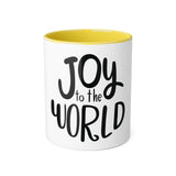 Faith Culture - Joy to the World Christmas Ornament Accent Mug - 11oz Holiday Coffee Cup Yellow 11oz