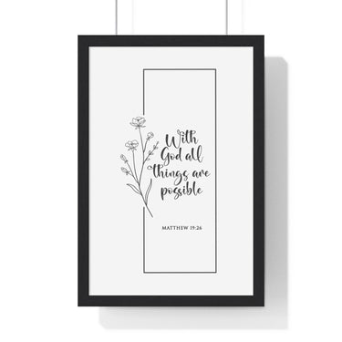 Faith Culture - Limitless Faith - Matthew 19:26 - Christian Wall Art 12″ x 18″ Black