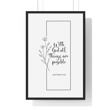 Faith Culture - Limitless Faith - Matthew 19:26 - Christian Wall Art 20" x 30" Black