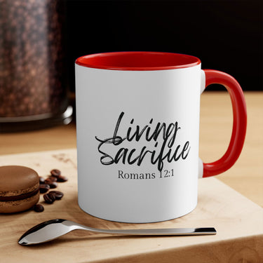 Faith Culture - Living Sacrifice - Romans 12:1 Christian Accent Coffee Mug 11oz Red