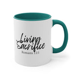 Faith Culture - Living Sacrifice - Romans 12:1 Christian Accent Coffee Mug