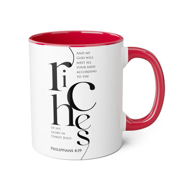 Faith Culture - Philippians 4:19 - Christian Accent Coffee Mug (11oz) Red 11oz