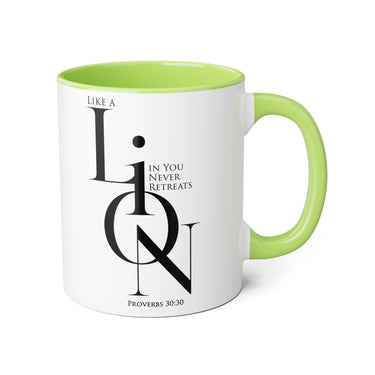 Faith Culture - Proverbs 30:30 - Christian Accent Coffee Mug (11oz) Light Green 11oz