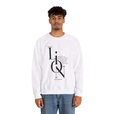 Faith Culture - Proverbs 30:30 - Christian Unisex Heavy Blend™ Crewneck Sweatshirt White