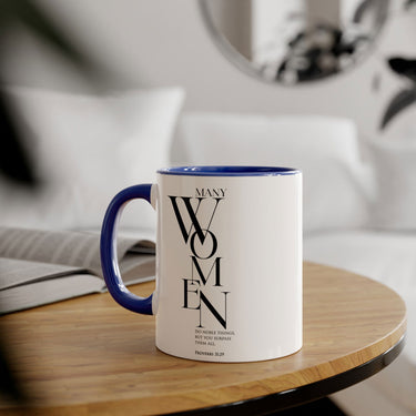 Faith Culture - Proverbs 31:29 - Christian Accent Coffee Mug (11oz) Blue 11oz
