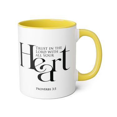 Faith Culture - Proverbs 3:5 - Christian Accent Coffee Mug (11oz) Yellow 11oz