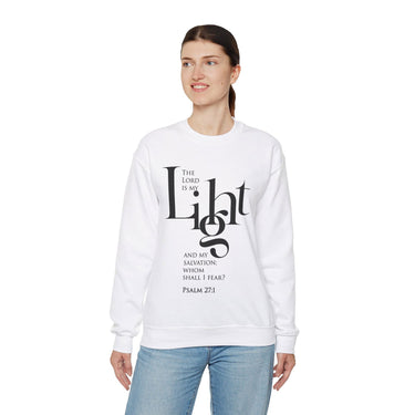 Faith Culture - Psalm 27:1 - Christian Unisex Heavy Blend™ Crewneck Sweatshirt White
