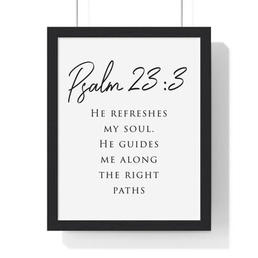 Faith Culture - Restored Soul - Psalm 23:3 - Christian Wall Art 11″ x 14″ Black