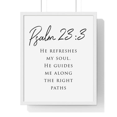 Faith Culture - Restored Soul - Psalm 23:3 - Christian Wall Art 16" x 20" White