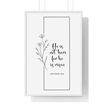 Faith Culture - Risen Savior - Matthew 28:6- Christian Wall Art 24″ x 36″ White