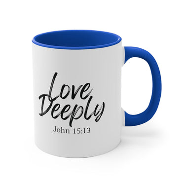 Faith Culture - Sacrificial Love - John 15:13 Christian Accent Coffee Mug 11oz Blue