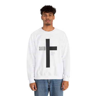 Faith Culture - Salvation - Christian Unisex Heavy Blendâ„¢ Crewneck Sweatshirt White