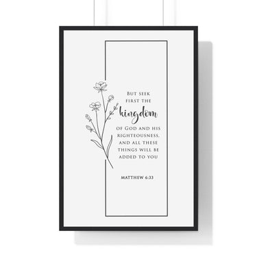 Faith Culture - Seek First - Matthew 6:33 - Christian Wall Art 24″ x 36″ Black