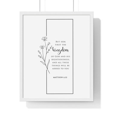 Faith Culture - Seek First - Matthew 6:33 - Christian Wall Art 16" x 20" White