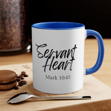 Faith Culture - Servant Heart - Mark 10:45 Christian Accent Coffee Mug 11oz Blue