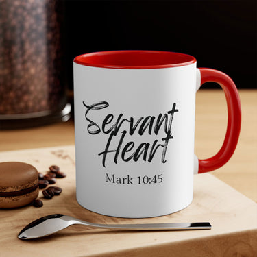 Faith Culture - Servant Heart - Mark 10:45 Christian Accent Coffee Mug 11oz Red