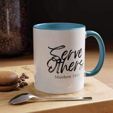 Faith Culture - Serve Others - Matthew 23:11 Christian Coffee Mug 11oz Light Blue