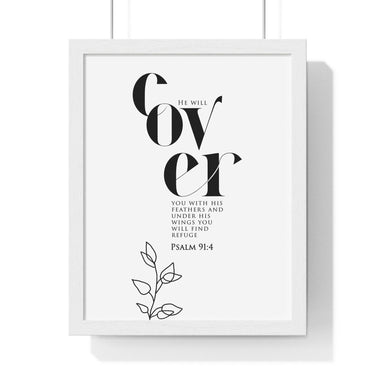 Faith Culture - Sheltered Under His Wings - Psalm 91:4 - Christian Wall Art 11″ x 14″ White