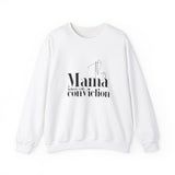 Faith Culture - This Mama Believes with Conviction - Christian Unisex Heavy Blendâ„¢ Crewneck Sweatshirt White