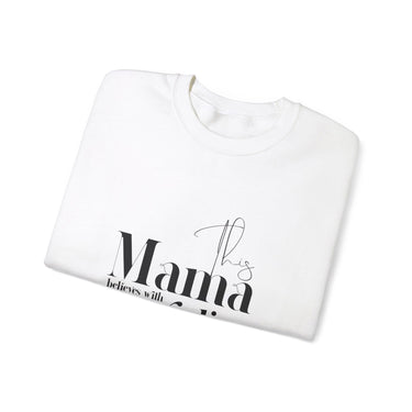Faith Culture - This Mama Believes with Conviction - Christian Unisex Heavy Blendâ„¢ Crewneck Sweatshirt