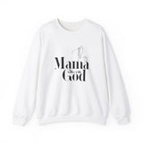 Faith Culture - This Mama Walks with God -Christian Unisex Heavy Blendâ„¢ Crewneck Sweatshirt White