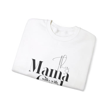 Faith Culture - This Mama Walks with God -Christian Unisex Heavy Blendâ„¢ Crewneck Sweatshirt