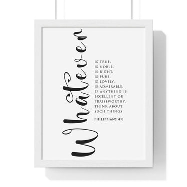 Virtuous Reflections - Philippians 4:8 - Christian Wall Art 11″ x 14″ White