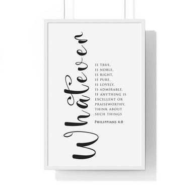 Virtuous Reflections - Philippians 4:8 - Christian Wall Art 20" x 30" White