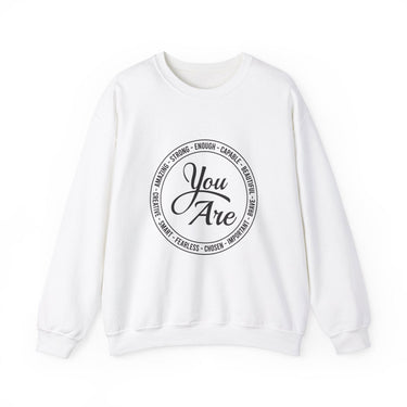 Faith Culture - You Are Affirmations - Christian Unisex Heavy Blendâ„¢ Crewneck Sweatshirt White