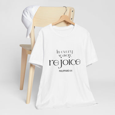 Rejoice Christian T-Shirt | Philippians 4:4 - Faith Culture