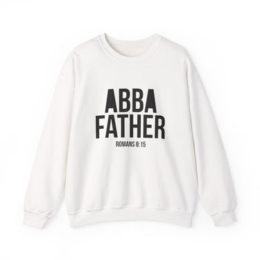 Abba Father Christian Sweatshirt – Romans 8:15 in white | Faith Culture