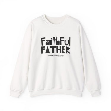 Faithful Father Christian Sweatshirt – Lamentations 3:22–23 in white | Faith Culture