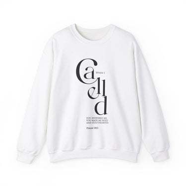 In the Day I Called Christian Sweatshirt – Psalm 138:3 in white | Faith Culture