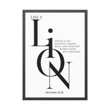 Like a Lion framed Christian wall art inspired by Proverbs 30:30