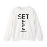 Set Free Christian Sweatshirt – Galatians 5:1 in white | Faith Culture