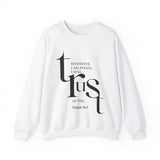 When I Am Afraid, I Put My Trust in You Christian Sweatshirt – Psalm 56:3 in white | Faith Culture